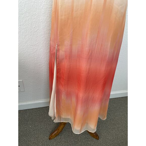 Flynn Skye Tank Dress Mid Side Slit Plunge Ruffled Ombre - Picture 4 of 12